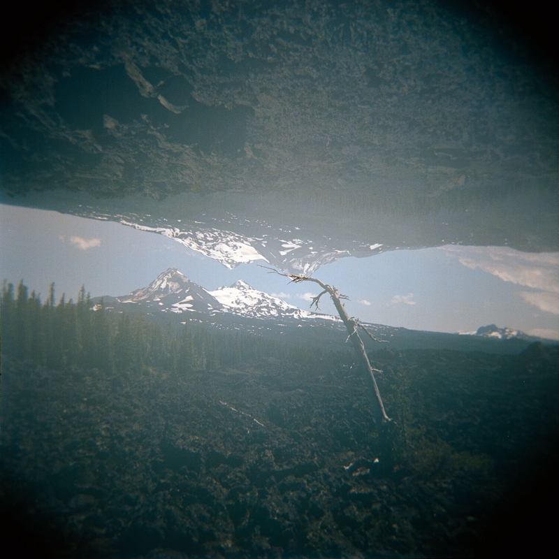 Double exposure of mountains