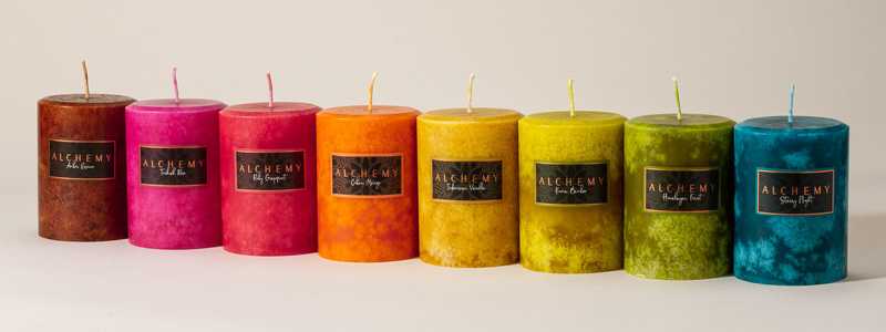 Group photo of Alchemy Candles Spring 2020 collection