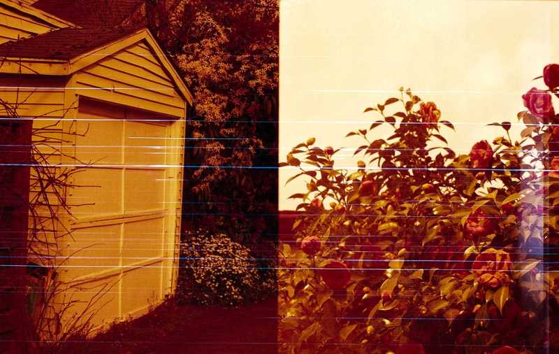 Redscale film photo frames that are cut off
