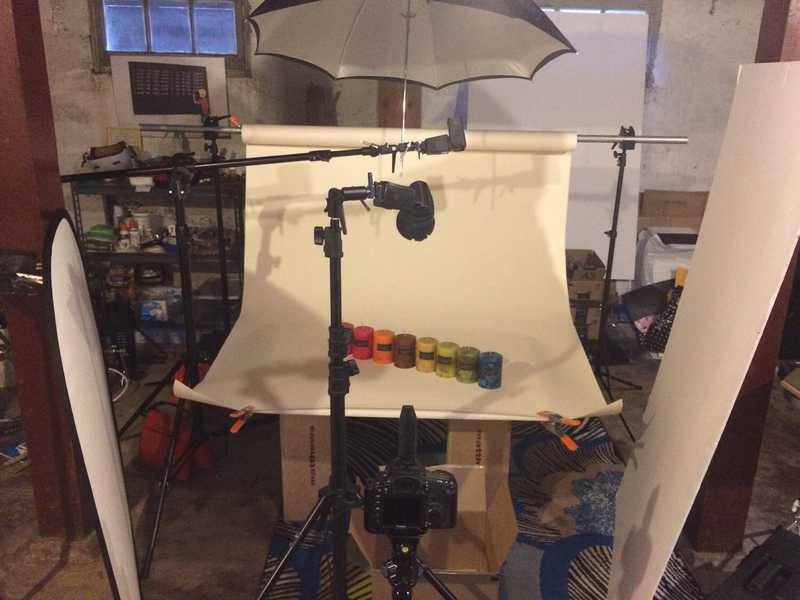Behind the scenes of the product photography setup