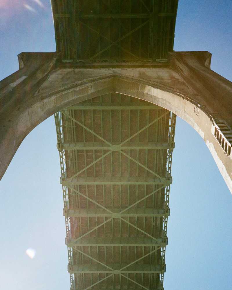Underside of St. Johns Bridge in Portland, OR