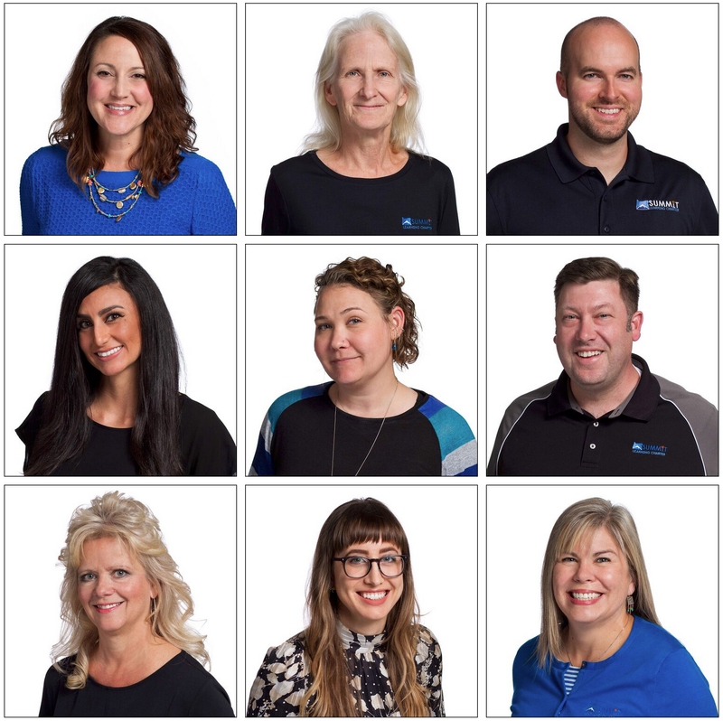 Composite of nine staff member headshots from Summit Learning Charter School