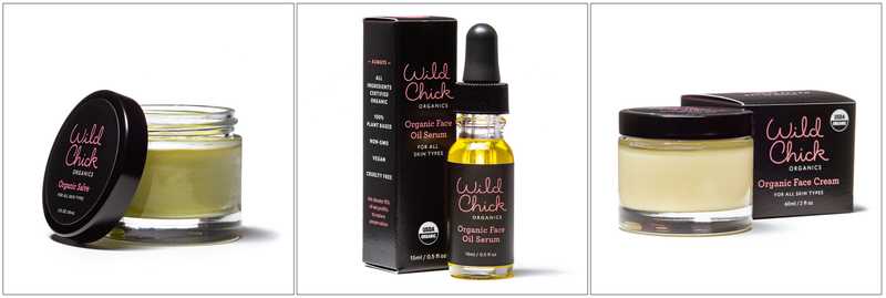 Composite of Wild Chick Organics product photos on white seamless