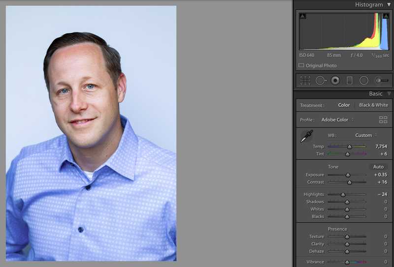 Professional headshot after initial editing