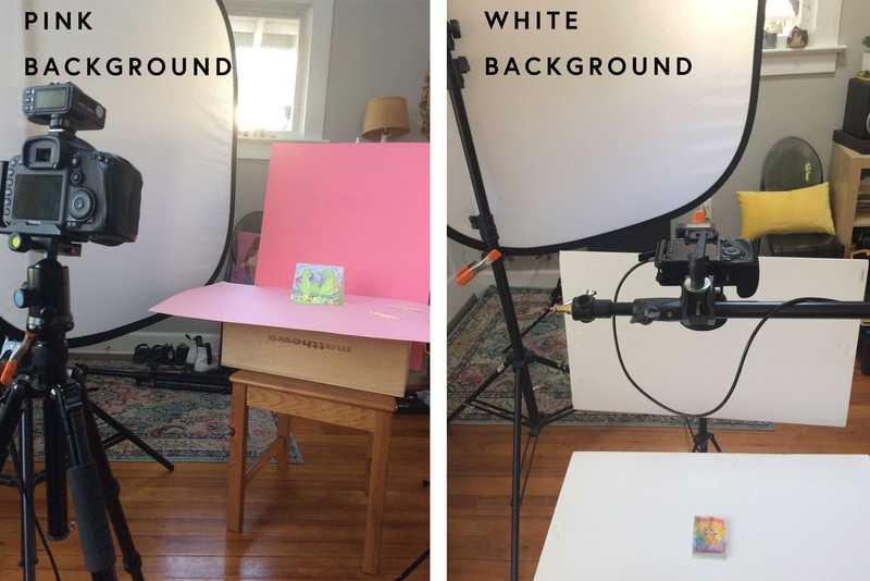 photo setups for pink and white backgrounds