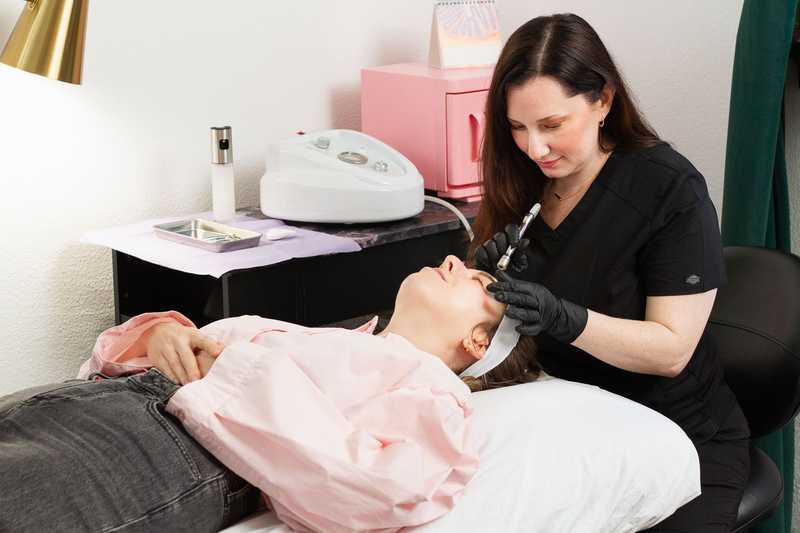 Branding photography of a skincare treatment with Portland esthetician Kate